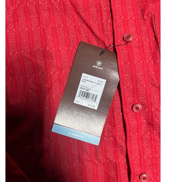 Ariat Kids Red Geometric Print Long Sleeve Button Down Shirt XS $67 - Picture 9 of 10